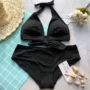 Sexy bikini ba điểm chia bikini Thời trang đơn giản không cảm giác thoải mái màu sắc nghệ thuật thử nghiệm catwalk áo tắm phụ nữ áo tắm kín đáo