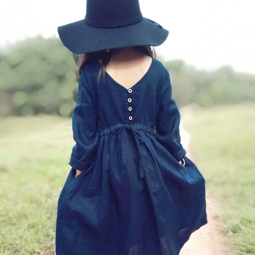Осенняя юбка, платье с рукавами, сделано на заказ, из хлопка и льна, подходит для подростков, длинный рукав, свободный крой