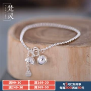 Trang sức bạc sterling thiết kế ban đầu hoa sen chuông vòng chân nghệ thuật dễ thương nhỏ tươi nhẹ sang trọng tinh tế món quà thủ công