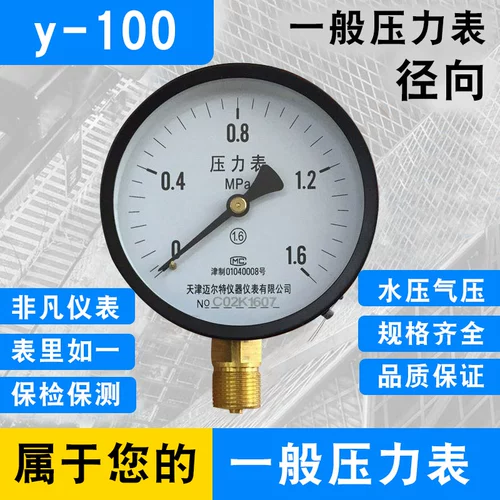 Обычное давление таблица 0-1,6 МПа Гидравлический пластичный измеритель Y100 Y100