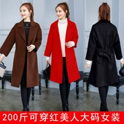 Áo len 2018 mùa thu và mùa đông mới của Hàn Quốc phiên bản của phân bón cộng với vành đai với eo lỏng lỏng mỏng kích thước lớn áo len