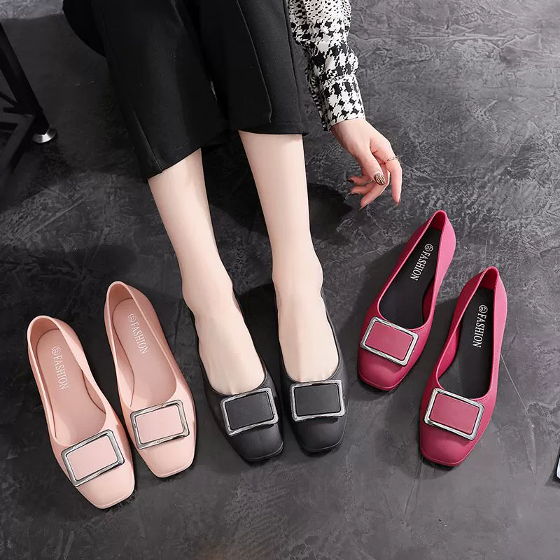 2020 giày đi mưa mới mùa hè của phụ nữ Baotou nông miệng thạch giày đế bằng phẳng thời trang giày nữ chống trượt thời trang không thấm nước giày đơn - Rainshoes