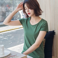 Áo sơ mi nữ trung niên mùa hè Áo sơ mi nữ trung niên màu ngắn tay áo cotton ngắn Áo phông nữ chất liệu cotton - Áo phông áo phông cao cấp