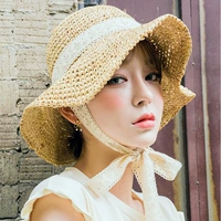 Солнцезащитная шляпа, кружевная свежая японская плетеная пляжная шапка ручной работы, подходит для подростков, в корейском стиле