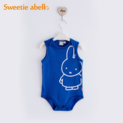 Bé romper mùa hè tam giác vest vest sơ sinh cotton romper 0-2 tuổi không tay bé onesies