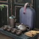 Bộ ấm trà gốm đất sét du lịch , Bộ ấm chén khắc chữ Trung Hoa