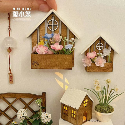 taobao agent Sugar strip 6 points small house shape flower basket 12 points miniature material package mini flower house model small cloth clay figure
