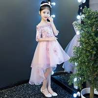 Màu hồng cô gái công chúa váy trẻ em của sàn catwalk trang phục cưới hoa cô gái fluffy áo sơ mi tổ chức sinh nhật buổi tối ăn mặc mùa hè váy đầm trẻ em 13 tuổi
