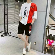 Áo thun nam tay ngắn mùa hè 2019 phiên bản mới của Hàn Quốc xu hướng lỏng lẻo tay áo 5 điểm nam trên quần áo nam - Bộ đồ