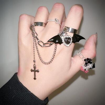 taobao agent Free shipping Japanese Harajuki Morning Land Land Suddenly Culture Love Wings Express Y2K Hot Girl Chain Link Ling Ring Ring