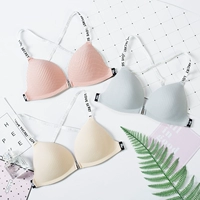 Đẹp trở lại ngực tập trung phía trước nút tam giác cup sexy phần mỏng backless không có vòng thép ngực nhỏ bikini đồ lót nữ mỏng bộ đồ lót