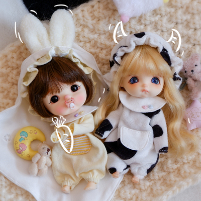 taobao agent OB11 baby dairy cow climbing suit pajamas molly doll clothes 12 points BJD GSC body