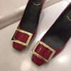 Red patent leather and 9 cm high