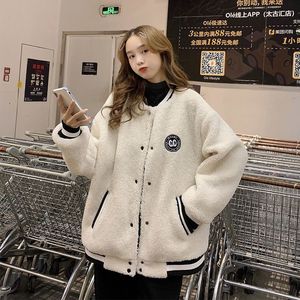 2020秋冬季加厚羊羔绒棒球服女