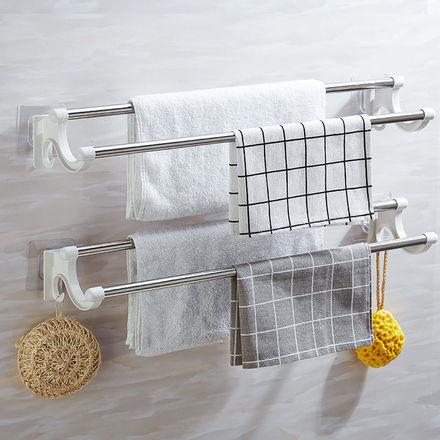 免打孔挂毛巾架墙上厕所浴室卫生间置物架厨房收纳不锈钢壁挂挂钩