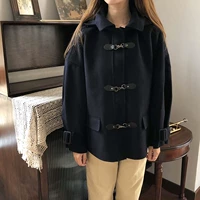 Y017 Áo khoác cashmere Đại Liên phiên bản Hàn Quốc 2019 mới dành cho nữ áo len hai mặt trùm đầu ngắn ngực đơn - Áo Hàn Quốc mẫu áo choàng nữ đẹp