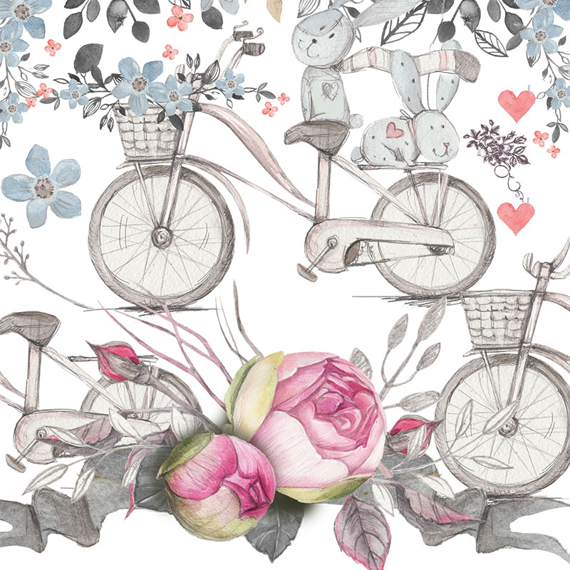 动物植物花房花车自行车手绘水彩插画PNG免扣背景透明PSD设计素材