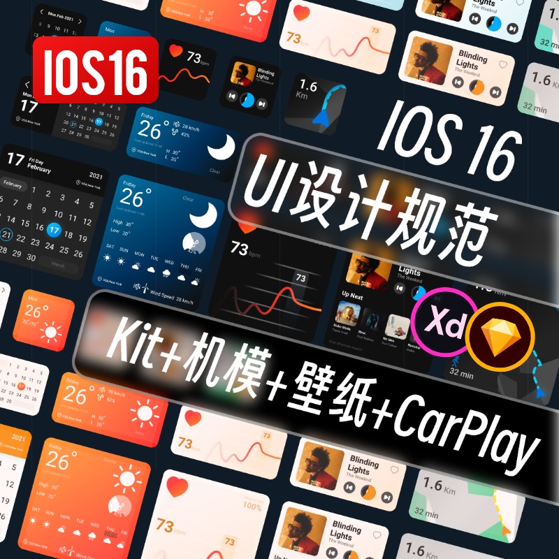 IOS16界面UI kit设计规范手机APP灵动岛壁纸标准尺寸