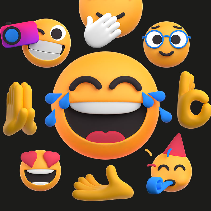 3D立体Emoji笑脸表情包手势开心微笑icon图标png免扣sketch插图xd