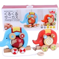 Con voi bằng gỗ kéo xe vui vẻ thiết kế con lăn toddler bò toddler tập thể dục kéo toddler toy đồ chơi giáo dục cho bé