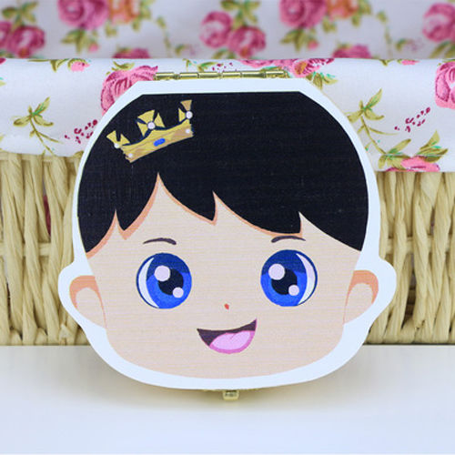 Color Boyslovely Deciduous tooth box male girl tooth Storage box children Fetal hair storage box solid wood house baby tooth Collection box