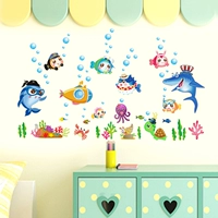 Мультяшная милая акула для ванной комнаты для детской комнаты для детского сада, водонепроницаемая наклейка для спальни, украшение