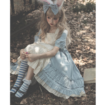 taobao agent Summer retro short dress, Lolita OP, Lolita style
