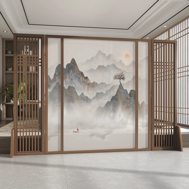 Tùy chỉnh 
            màn hình mới theo phong cách Trung Quốc vách ngăn phòng khách lối vào chặn văn phòng khách sạn phòng trà lối vào cảnh quan lưới tản nhiệt bằng gỗ nguyên khối màn hình chỗ ngồi vách gỗ ngăn phòng khách 