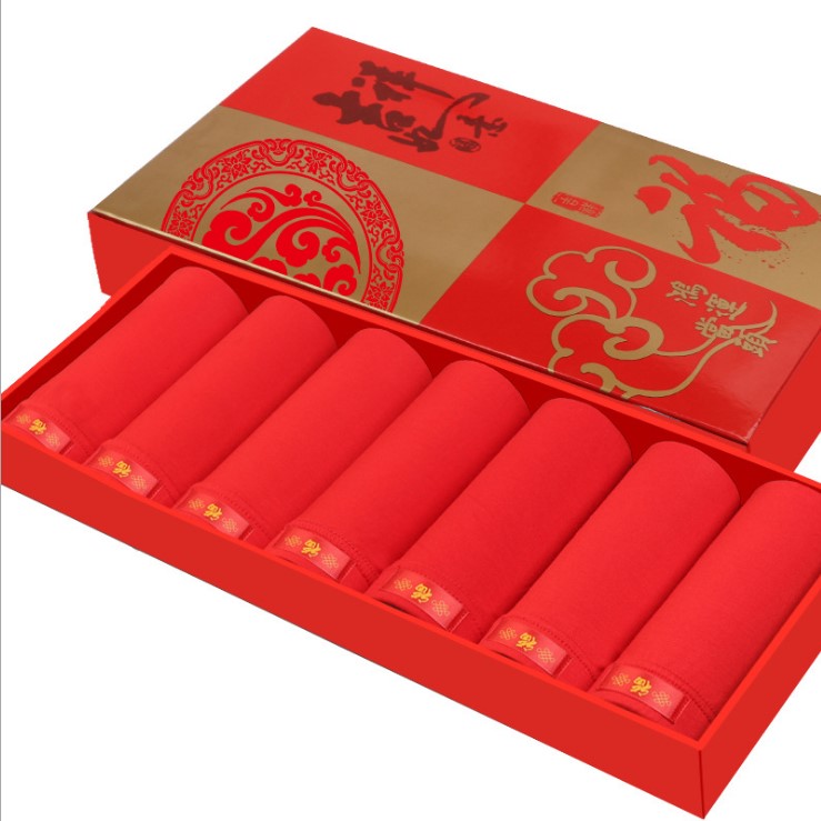 7 All Red Suits7 strip Gift box Four corners man underpants man underpants men " sunderwearbriefs