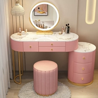 Круглый розовый 100 -см столик+шкаф+умное зеркало+круглый стул