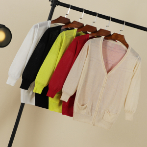 2018 phác thảo mới linen ngắn áo len cardigan của phụ nữ áo mỏng áo kem chống nắng quần áo mùa hè điều hòa không khí áo sơ mi