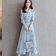 Váy hoa nữ mùa xuân mới 2019 khí chất Hàn Quốc dài tay thon thả thon dài váy đáy - váy đầm