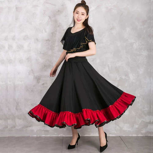 Современная тренировка длинная юбка Большая танцевальная юбка танцевальная юбка Fox Step Tapper Waltz Dance Юбка XC_003