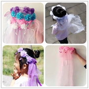 9,9 Fairy Children Veil Girl Vòng hoa công chúa headband Phụ kiện tóc cho bé Hoa cưới Cô gái hiệu suất headband
