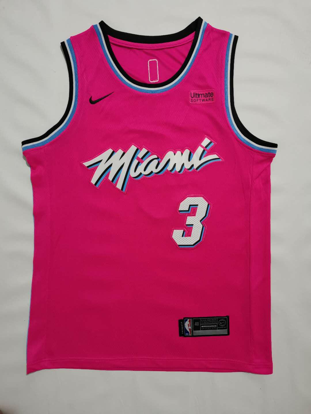 Hot 3 Award PinkThe heat No. 3 Wade Jersey men and women Basketball clothes No.22 Butler Jersey City Edition Basketball clothes vest
