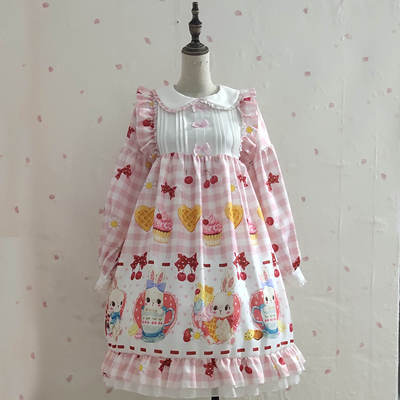taobao agent Genuine design Japanese rabbit, dress with sleeves, Lolita style, Lolita OP, long sleeve
