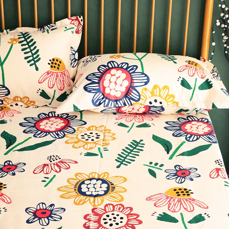 All -cotton encrypted oblique cotton cloth /old coarse cloth broken floral dormitory girl pure cotton sheet quilt pillow case