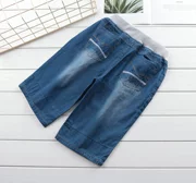 Phần mỏng chàng trai mùa hè cậu bé lớn năm quần cotton quần jeans mềm trẻ em lỗ lỗ quần short nước ngoài - Quần jean