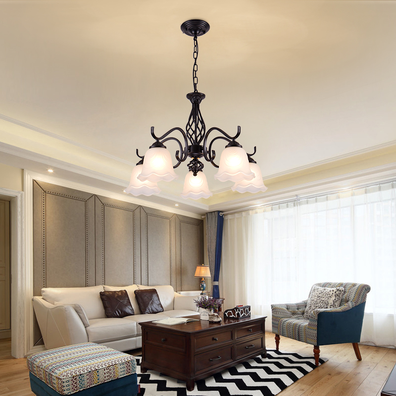 Hotel California, Metal Body Glass Kapok ShadeLED Chandelier Light American Style Living Room Decor