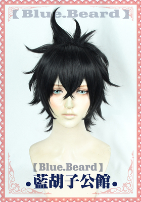 taobao agent [Blue beard] Black porkylcerine Yino rolled up the top of the head and the four -leaf cos wig