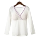 Mùa xuân và mùa thu của phụ nữ với áo ngực bằng vải cotton phục vụ nhà dài tay áo ngủ cho con bú áo phông giản dị - Pyjama