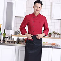 Красный лонгслив, фартук, комплект