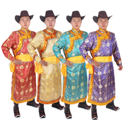 Của nam giới Mông Cổ Gown Minority Costume Mông Cổ Trang Phục Biểu Diễn Múa Adult Wedding Dress Bùn Vàng