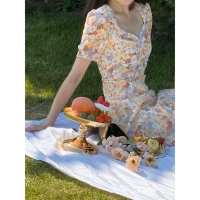 Atelier Onepire | Моне -сад | Моне -садовая вода -Современный печатный трепетание чай Catey платье
