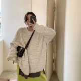 Демисезонный длинный трикотажный свитер, делается под заказ, средней длины, оверсайз, по фигуре