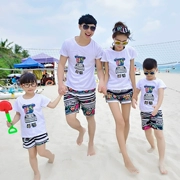 Quần lửng nam nữ quần lửng cha mẹ trẻ em phiên bản Hàn Quốc của cặp đôi quần đi biển quần ống nhanh khô nhanh kích thước lớn thể thao bên bờ biển - Quần bãi biển