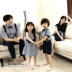 Anh gió bé trai Hàn Quốc gia đình thời trang mùa hè ba gia đình đầy đủ kẻ sọc áo mẹ ăn mặc Trang phục dành cho cha mẹ và con