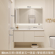 Nhẹ nhàng sang trọng tạo cảm giác da tích hợp chậu tủ phòng tắm tủ gương kết hợp phong cách kem chậu rửa phòng tắm lưu trữ thông minh chậu rửa mặt tủ gương lavabo tủ kính phòng tắm