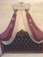 Giường trampoline rèm Châu Âu Công Chúa crepe trang trí giường rèm rượu vang đỏ để gửi bow với cao cấp vương miện khung và móc rèm che giường ngủ