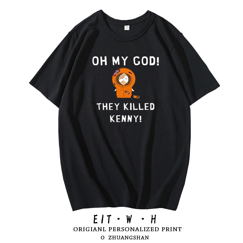 Футболка South Park с надписью Южный Парк, Kenny в коротком рукаве, одежда вокруг Kenny, полурукавная футболка